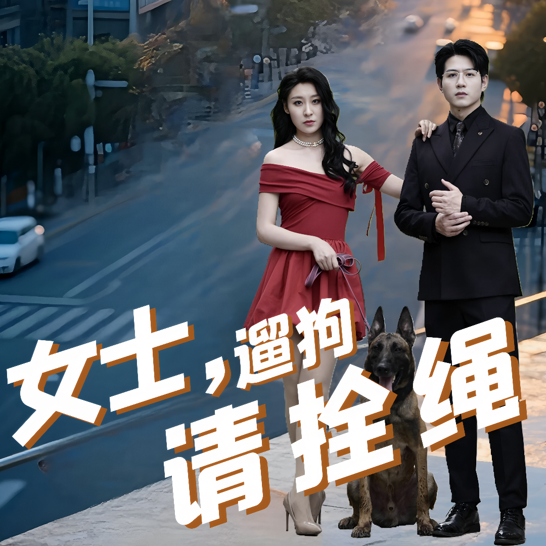 女士，遛狗请拴绳